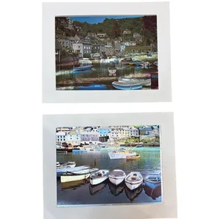 Photo of VTG Holographic Foil Art Prints - Polperro & Mevagissey Cornwall England Harbor