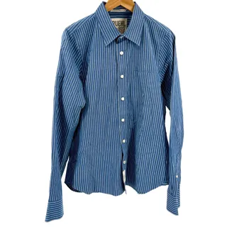 Photo of Ruehl No. 925 Blue White Striped Cotton Button-Down Dress Shirt