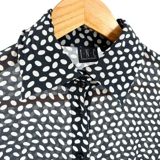 Photo of Vintage Y2K INC Black 100% Silk Polka Dot Blouse