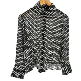 Photo of Vintage Y2K INC Black 100% Silk Polka Dot Blouse