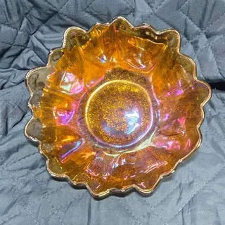 Photo of Fenton Marigold Carnival Glass Sunflower Bowl
