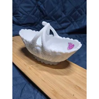 Photo of Fenton Milk Glass Daisy and Button Basket