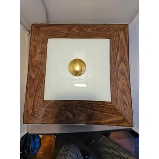Photo of Vintage/Mid Century Modern Square Ceiling Light Fixture w/Brown Glass
