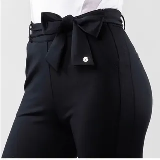 Photo of BuffBunny VP‎ Dress Pants XS Black Onyx Tie Belt Stretch NEW NWT