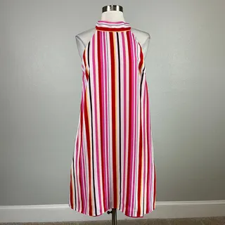 Photo of Laundry by Shelli Segal Pink Multi Dress Striped Reversible A-Line Shift Size 8