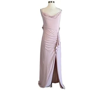 Photo of AQUA Pink Evening Gown Backless Ruffled Long Formal Column Dress Size Medium