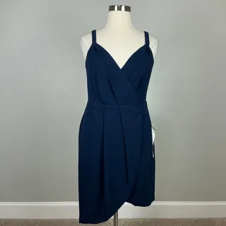 Photo of Dress the Population Owen Navy Blue Cocktail Dress Wrap Sheath Mini Size 1X