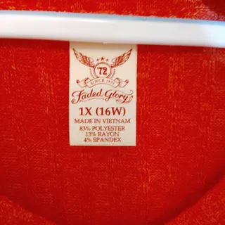 Photo of Faded Glory Red Tunic Top & Floral Scarf Set Women’s 1X Excellent Estate Outfit