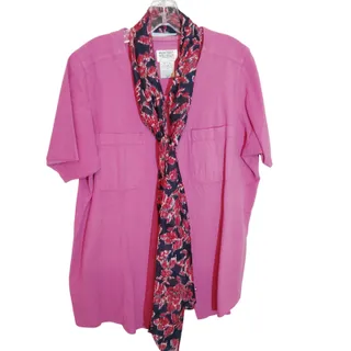 Photo of Mainstreet Blues Magenta Utility Shirt & Avon Ikat Scarf Set Women’s M Estate