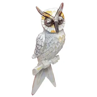 Photo of Vintage White Enamel Owl Brooch On Branch Gold Tone Rhinestone Pin