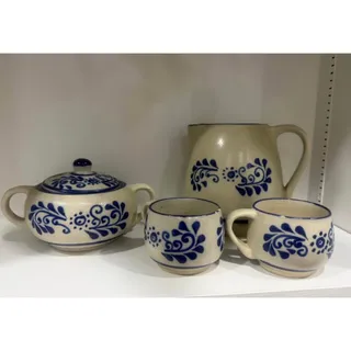 Photo of Antique Blue & White Stoneware Tea Set