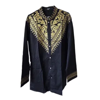 Photo of ZSJR Men's African Dashiki Traditional Suit - Black - Size Large