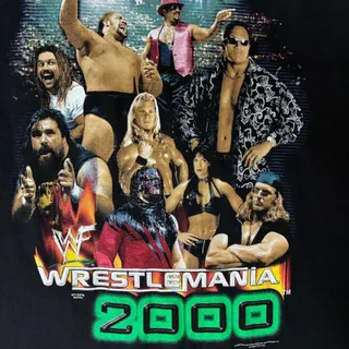 Photo of Vintage 2000 WWF WrestleMania 16 T-Shirt Large Black Rap Tee