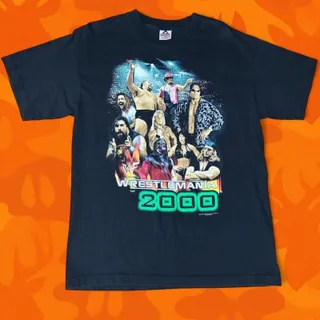 Photo of Vintage 2000 WWF WrestleMania 16 T-Shirt Large Black Rap Tee