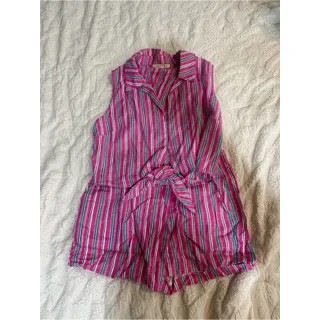 Photo of Copper Key Pink and Teal striped tank and skort set! Size small