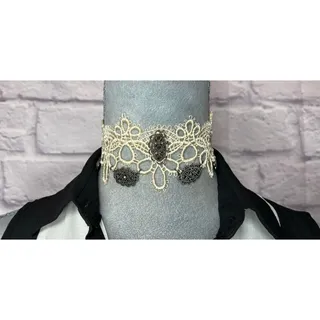 Photo of Handmade Victorian Style Lace Choker with Upcycled Vintage Necklace Charms