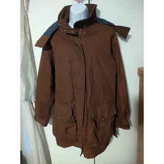Photo of Lands End Long Jacket Coat Small Lined Removable Hooded Brown Womens