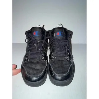Photo of Boy’s Champion Athletic Shoes Black Leather & Mesh with Logo Big Kids Size 1