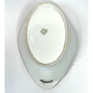 Photo of Handpainted Nippon China Textured Floral Gold Rimmed Bowl Dish Handles 8.75"
