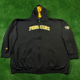 Photo of Majestic Pittsburgh Penguins NHL Full Zip Hoodie Black Gold Men's 4XLT 4XL Tall