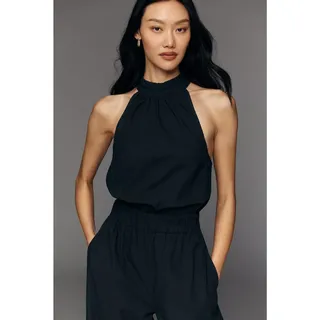 Photo of New Anthropologie Let Me Be CMS Cotton Halter Jumpsuit $168 SMALL Black