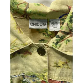 Photo of Chicos Light Yellow Green Long Sleeve Button Jacket Women's Size1 Small