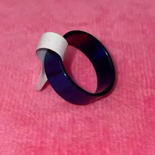 Photo of NEW Women's Ring Shiny Metallic Dark Blue Size 7 Stainless Steel
