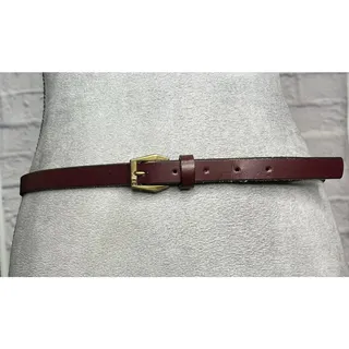Photo of Vintage 90's Etienne Aigner Leather Belt with Geometric Brass Buckle
