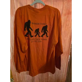 Photo of Jerzees Mountain View Lodge Booger Family Bigfoot Orange Long Sleeve T-Shirt