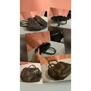 Photo of Vintage 80s / 90s Dark Brown Patchwork Shoulder Bag - Multi Compartment