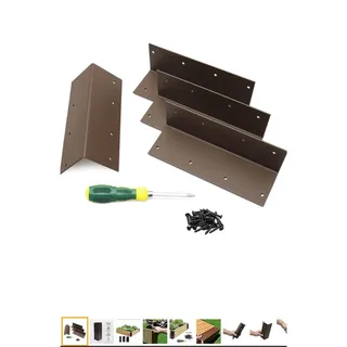 Photo of 4-Pack Brown Metal Raised Garden Bed Corner Brackets with Screws Brackets Only