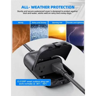 Photo of ELEGRP Smart Outdoor Plug 2 Socket Weatherproof WiFi Works with Alexa Google