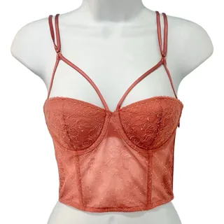 Photo of Victoria's Secret Very Sexy Corset Crop Top Pink Lace Bralette size 32C NEW Tags