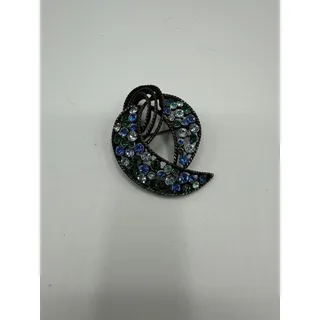 Photo of Vintage Signed Kramer Of New York Swirl Brooch Blue & Green Rhinestones