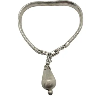 Photo of CORO Vintage Silver Tone Teardrop Charm Snake Chain Bracelet