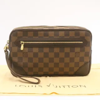 Photo of Louis Vuitton Damier Ebene Marly Dragonne GM Clutch Bag Sp Order Brown