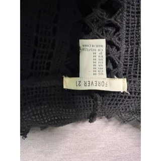 Photo of Forever 21 Black Crochet Fringe Kimono Cardigan M/L NWT