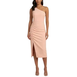 Photo of Betsy & Adam Blush Pink Cocktail Dress One Shoulder Cut Out Midi Sheath Size 8
