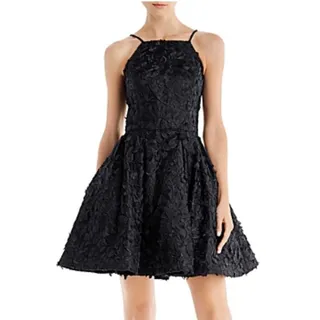 Photo of AQUA Women's Cocktail Dress Size 8 Black Lace Sleeveless Fit and Flare Mini