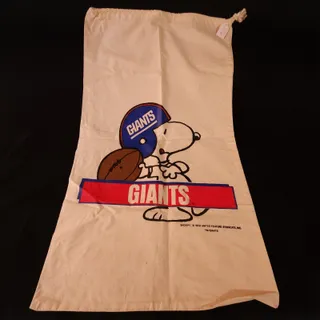 Photo of Vintage Snoopy Peanuts NY New York Giants Large Cotton Laundry Pull String Bag