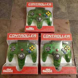 Photo of 3 N64 Controllers - Jungle Green (NEW) - Nintendo64 - Funtastic Color -Old Skool
