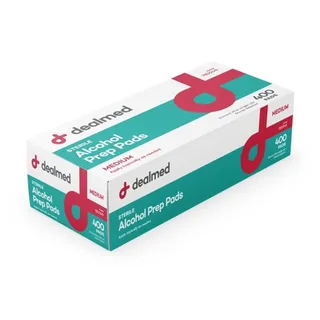 Photo of Dealmed Alcohol Prep Pads, Medium, Latex-Free, Gamma Sterilized 400 Counts