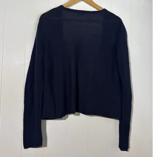Photo of J.Jill Cardigan Women M Navy Blue 100% Cotton Open Front Lightweight Sweater