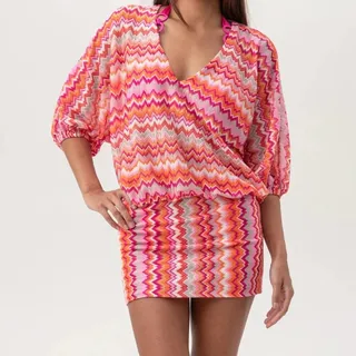 Photo of NWT Trina Turk Zen Chevron Swim Bathing Suit Cover Up Dress Women's Size Small