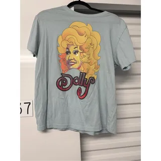 Photo of Dolly Parton Light Blue Short Sleeve Graphic Tee size small