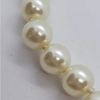 Photo of Vintage Glass Faux Pearl Choker Necklace Gold Tone Filigree Clasp