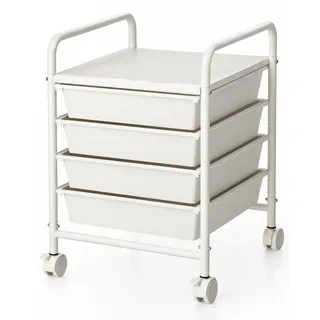 Photo of 4 Drawer Rolling Utility Storage Cart Mobile Organizer Ivory White Open Box