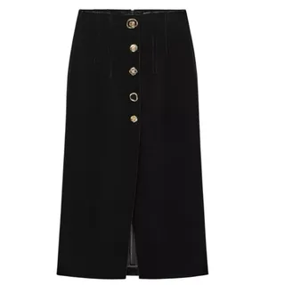 Photo of ZARA ZW Collection 4043/118 Velvet Pencil Skirt Black S 4 6 Buttons Midi