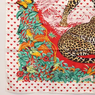 Photo of Hermes Silk Carre 90 Scarf In Jungle Love White