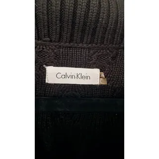 Photo of Calvin Klein Women’s Buckle Black Wrap Cable Knit Sweater Dress Size Large